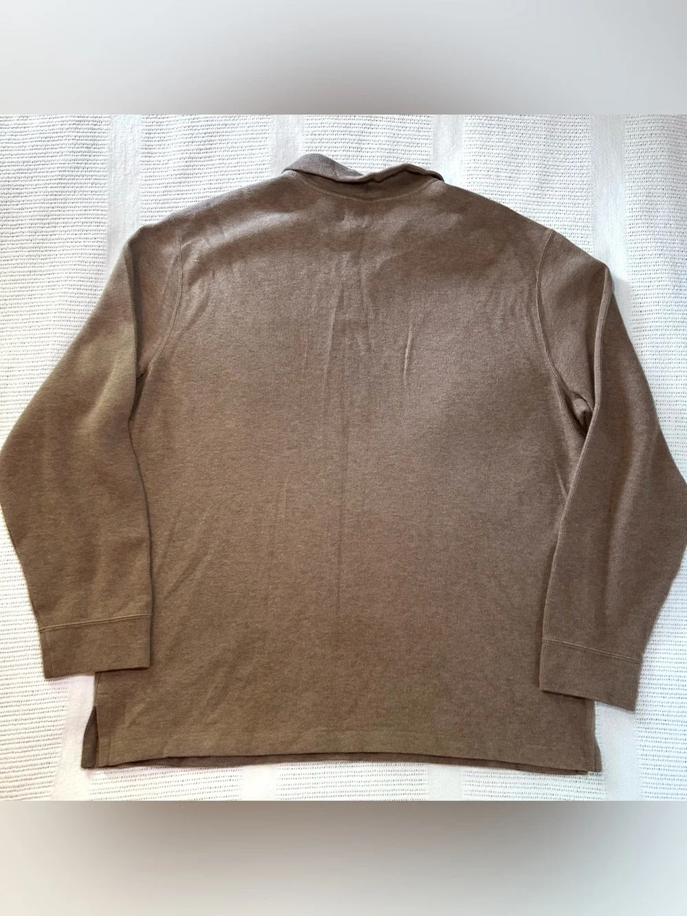 Polo Ralph Lauren Tan Cotton 1/4 Zip Men’s Sweater XL Light Blue Pony